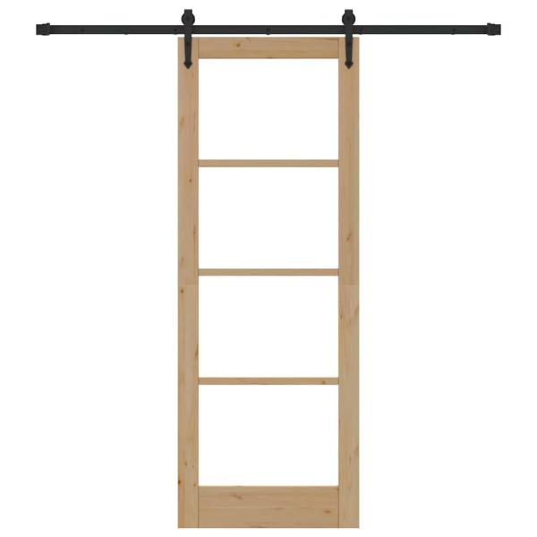 Schiebetür mit Hardware-Set 78x211 cm aus massivem Kiefernholz, Innentür mit Glas 'ORKDAL'78x211x4 cm aus massivem Kiefernholz