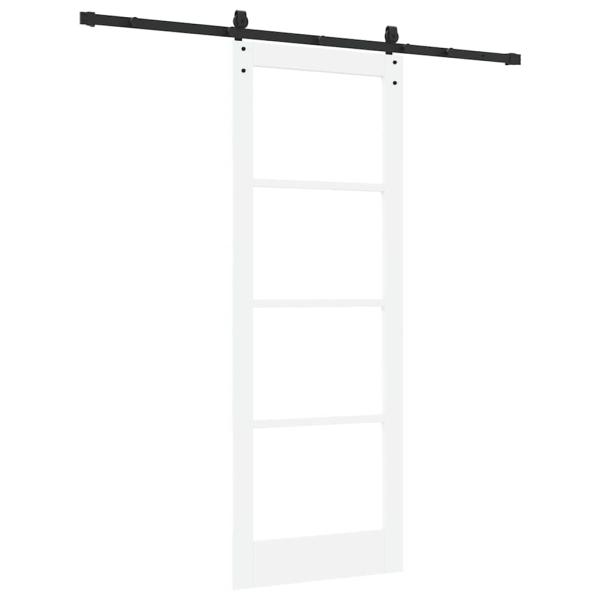 Schiebetür mit Zubehörset Weiß 78x211 cm Massivholz Kiefer, Innentür mit Glas 'ORKDAL'Weiß 78x211x4 cm