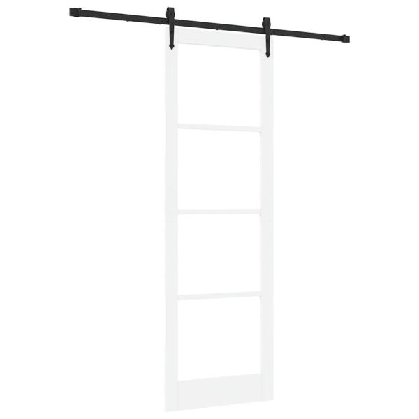 Schiebetür mit Hardware-Set Weiß 78x232 cm Massivholz Kiefer, Innentür mit Glas 'ORKDAL'Weiß 78x232x4 cm