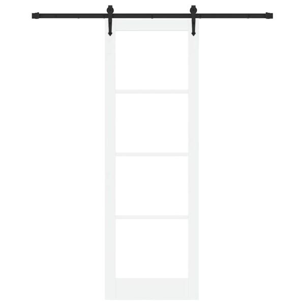 Schiebetür mit Hardware-Set Weiß 78x232 cm Massivholz Kiefer, Innentür mit Glas 'ORKDAL'Weiß 78x232x4 cm