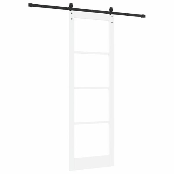 Schiebetür mit Hardware-Set Weiß 78x232 cm Massivholz Kiefer, Innentür mit Glas 'ORKDAL'Weiß 78x232x4 cm