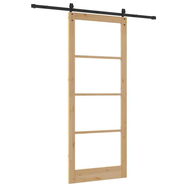 Schiebetür mit Zubehör Set 93x232 cm Massivholz Kiefer, Innentür mit Glas 'ORKDAL'93x232x4 cm Massivholz Kiefer