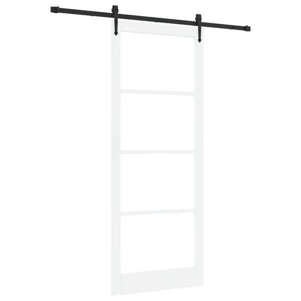 Schiebetür mit Beschlägen Set Weiß 93x232 cm Massivholz Kiefer, Innentür mit Glas 'ORKDAL'Weiß 93x232x4 cm
