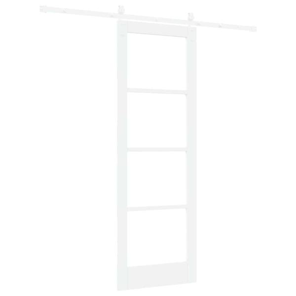 Schiebetür mit Zubehörset Weiß 73,5x211 cm Massivholz Kiefer, Innentür mit Glas 'ORKDAL'Weiß 73,5x211x4 cm