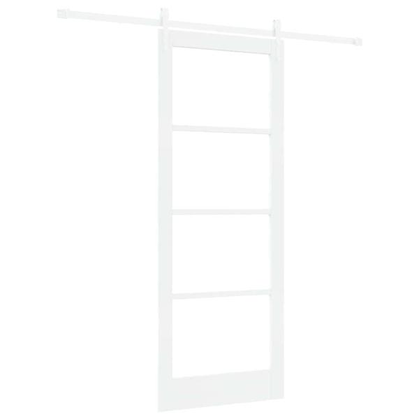 Schiebetür mit Beschlägen Set Weiß 83x211 cm Massivholz Kiefer, Innentür mit Glas 'ORKDAL'Weiß 83x211x4 cm