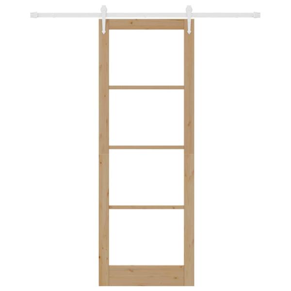 Schiebetür mit Hardware Set 83x232 cm aus massivem Kiefernholz, Innentür mit Glas 'ORKDAL'83x232x4 cm aus massivem Kiefernholz