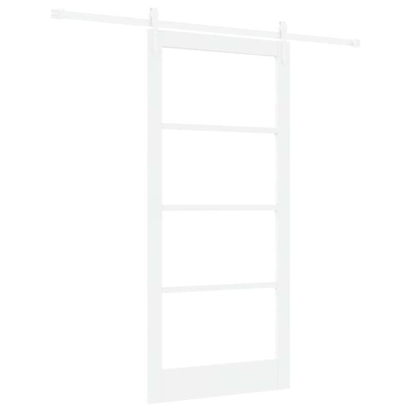 Schiebetür mit Beschlag-Set Weiß 93 x 202 cm Massivholz Fichte, Innentür mit Glas 'ORKDAL'Weiß 93 x 202 x 4 cm
