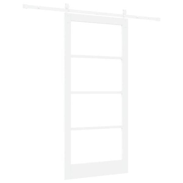 Schiebetür mit Beschlag-Set Weiß 93 x 202 cm Massivholz Fichte, Innentür mit Glas 'ORKDAL'Weiß 93 x 202 x 4 cm