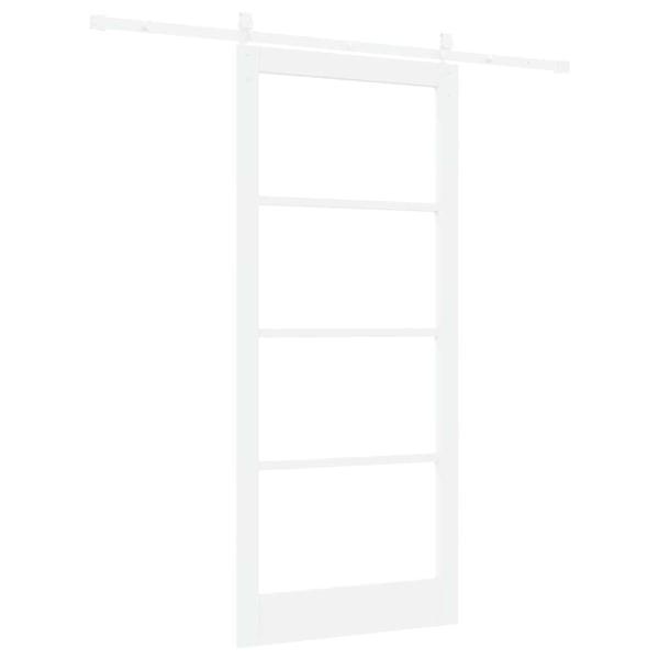 Schiebetür mit Beschlagset Weiß 93x211 cm Massivholz Kiefer, Innentür mit Glas 'ORKDAL'Weiß 93x211x4 cm