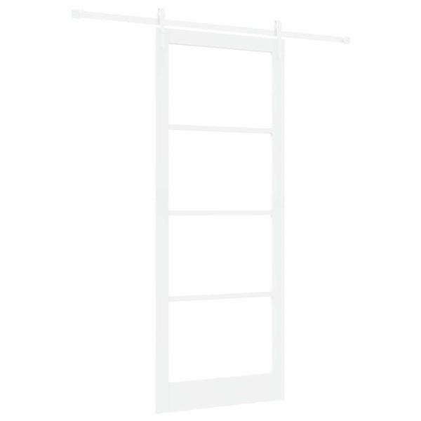 Schiebetür mit Beschlägen Set Weiß 93x232 cm Massivholz Kiefer, Innentür mit Glas 'ORKDAL'Weiß 93x232x4 cm
