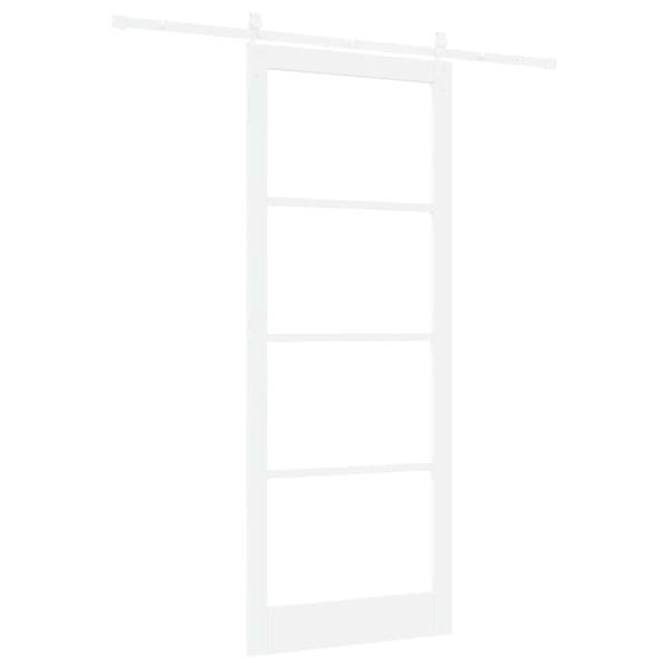 Schiebetür mit Beschlägen Set Weiß 93x232 cm Massivholz Kiefer, Innentür mit Glas 'ORKDAL'Weiß 93x232x4 cm