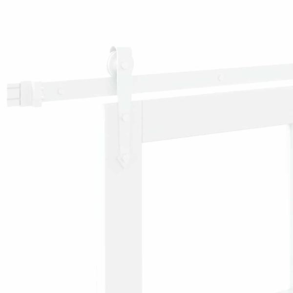 Schiebetür mit Beschlägen Set Weiß 93x232 cm Massivholz Kiefer, Innentür mit Glas 'ORKDAL'Weiß 93x232x4 cm