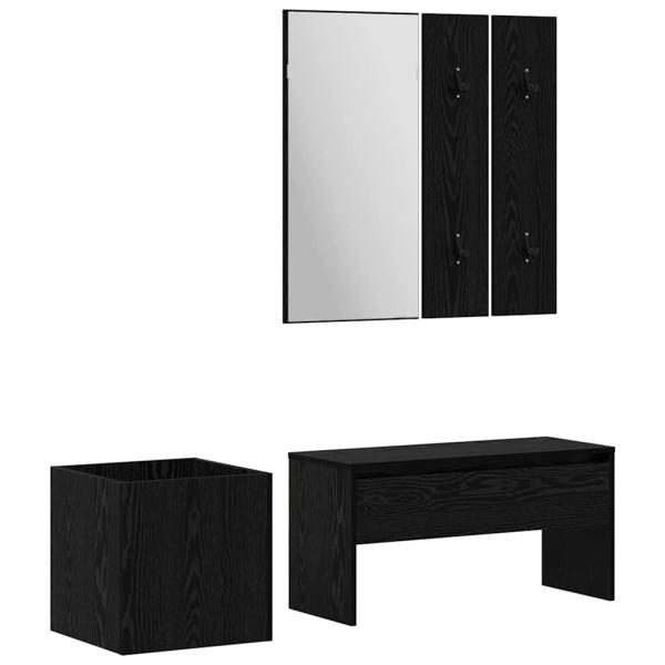 Flurmöbel Set Schwarze Eiche Holzwerkstoff, Flurmöbel Set in schwarzer Eiche Holzwerkstoff, Pflanzenbox Schwarze Eiche 40x40x40 cm Holzwerkstoff