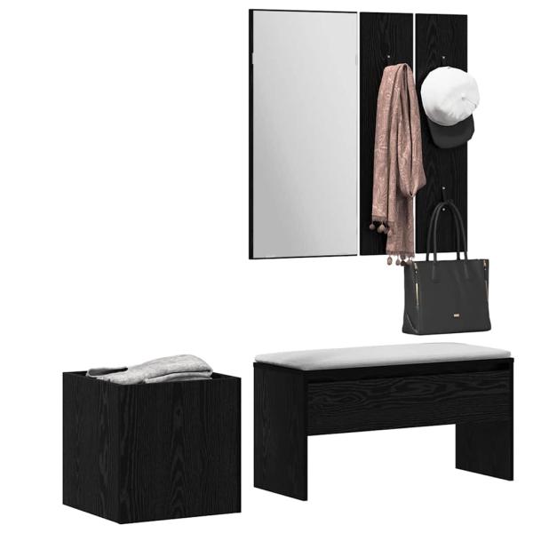Flurmöbel Set Schwarze Eiche Holzwerkstoff, Flurmöbel Set in schwarzer Eiche Holzwerkstoff, Pflanzenbox Schwarze Eiche 40x40x40 cm Holzwerkstoff