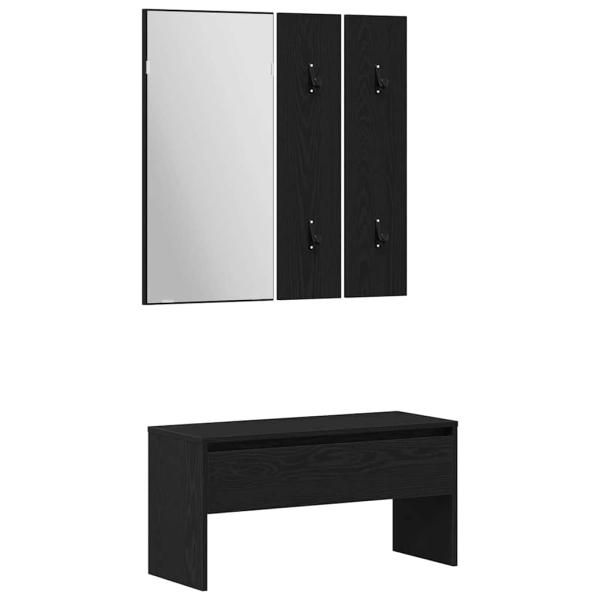 Flurmöbel Set Schwarze Eiche Holzwerkstoff, Flurmöbel Set in schwarzer Eiche Holzwerkstoff, Pflanzenbox Schwarze Eiche 40x40x40 cm Holzwerkstoff