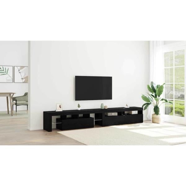 TV-Schränke 3 Stück mit LED-Lichtern Schwarzes Eichenholz, TV-Schränke mit LED-Lichtern 2 Stück Schwarzes Eichenholz 60x35x40 cm Holzwerkstoff