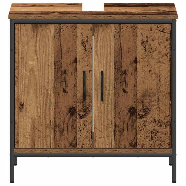 2-teiliges Badezimmer Möbel Set Altholz Holzwerkstoff