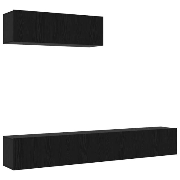 3-teilige TV-Schrank-Set Wandmontiert Schwarz Eiche Holzwerkstoff