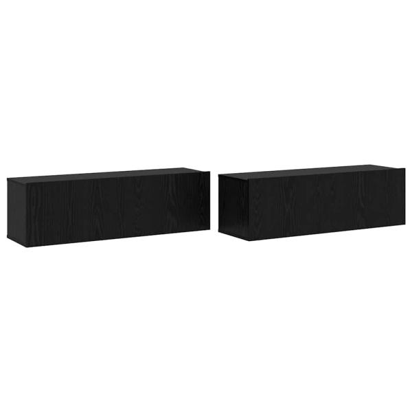 3-teilige TV-Schrank-Set Wandmontiert Schwarz Eiche Holzwerkstoff