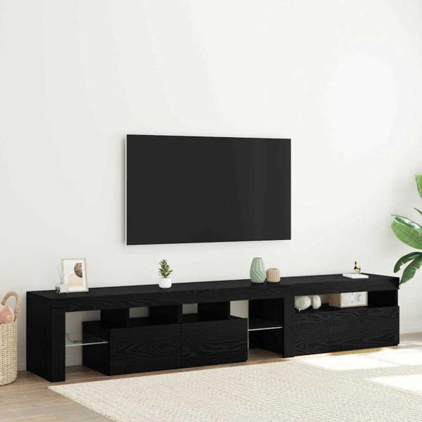 ARDEBO.de - TV-Schränke 2 Stück mit LED-Leuchten in schwarzer Eiche aus Holzwerkstoff, TV-Ständer mit LED-Leuchten - schwarze Eiche - 75x35x40 cm - aus Holzwerkstoff