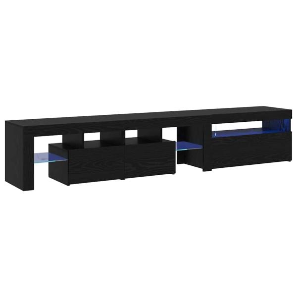 TV-Schränke 2 Stück mit LED-Leuchten in schwarzer Eiche aus Holzwerkstoff, TV-Ständer mit LED-Leuchten - schwarze Eiche - 75x35x40 cm - aus Holzwerkstoff