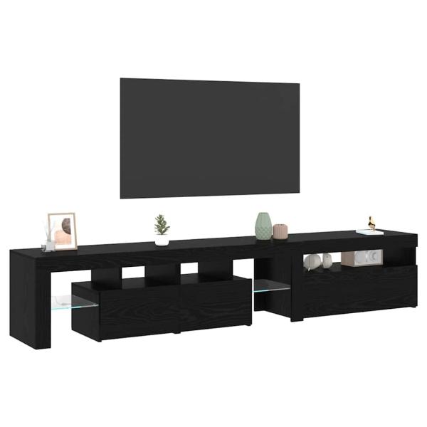 TV-Schränke 2 Stück mit LED-Leuchten in schwarzer Eiche aus Holzwerkstoff, TV-Ständer mit LED-Leuchten - schwarze Eiche - 75x35x40 cm - aus Holzwerkstoff