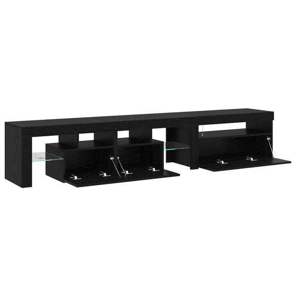 TV-Schränke 2 Stück mit LED-Leuchten in schwarzer Eiche aus Holzwerkstoff, TV-Ständer mit LED-Leuchten - schwarze Eiche - 75x35x40 cm - aus Holzwerkstoff