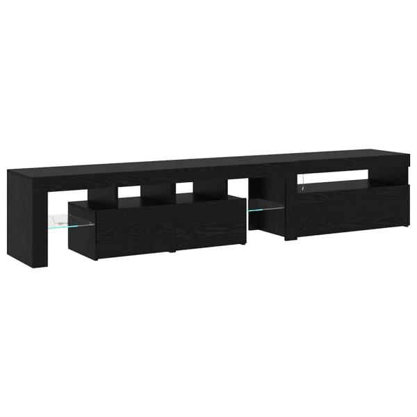 TV-Schränke 2 Stück mit LED-Leuchten in schwarzer Eiche aus Holzwerkstoff, TV-Ständer mit LED-Leuchten - schwarze Eiche - 75x35x40 cm - aus Holzwerkstoff