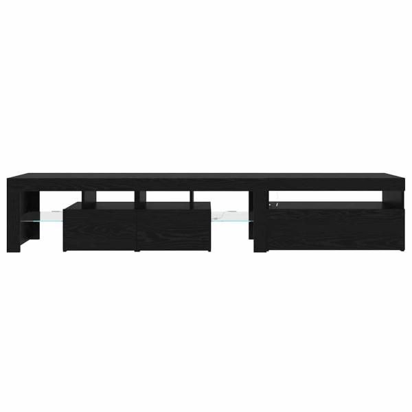 TV-Schränke 2 Stück mit LED-Leuchten in schwarzer Eiche aus Holzwerkstoff, TV-Ständer mit LED-Leuchten - schwarze Eiche - 75x35x40 cm - aus Holzwerkstoff