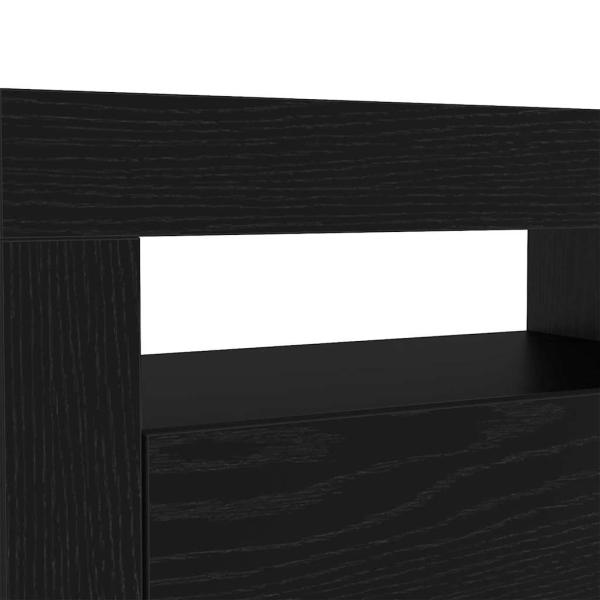 TV-Schränke 2 Stück mit LED-Lichtern Schwarz Eiche Holzwerkstoff, Schwarz Eichen TV Stand mit LED-Lichtern, 60x35x40 cm, aus Holzwerkstoff