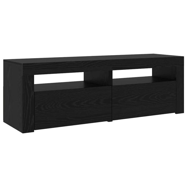 TV-Schränke 2 Stück mit LED-Lichtern Schwarz Eiche Holzwerkstoff, Schwarz Eichen TV Stand mit LED-Lichtern, 60x35x40 cm, aus Holzwerkstoff