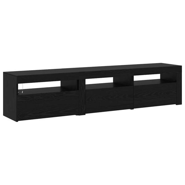TV-Schränke 2 Stück mit LED-Lichtern Schwarz Eiche Holzwerkstoff, Schwarz Eichen TV Stand mit LED-Lichtern, 60x35x40 cm, aus Holzwerkstoff