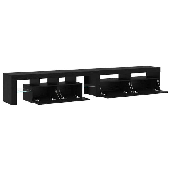 TV-Schränke 2 Stück mit LED-Lichtern Schwarzes Eichenkonstrukt, TV-Schränke mit LED Schwarz Eiche 120x35x40 cm Konstruktionsholz