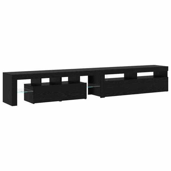 TV-Schränke 2 Stück mit LED-Lichtern Schwarzes Eichenkonstrukt, TV-Schränke mit LED Schwarz Eiche 120x35x40 cm Konstruktionsholz