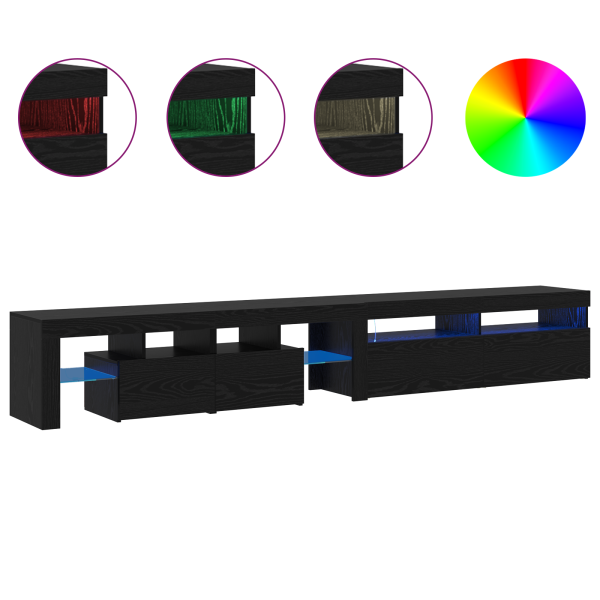 TV-Schränke 2 Stück mit LED-Lichtern Schwarzes Eichenkonstrukt, TV-Schränke mit LED Schwarz Eiche 120x35x40 cm Konstruktionsholz