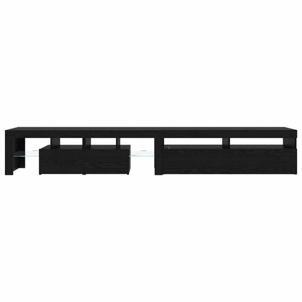 TV-Schränke 2 Stück mit LED-Lichtern Schwarzes Eichenkonstrukt, TV-Schränke mit LED Schwarz Eiche 120x35x40 cm Konstruktionsholz
