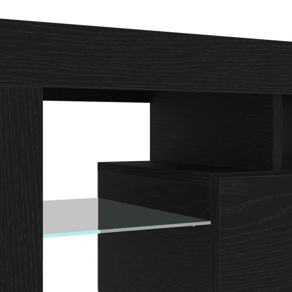 TV-Schränke 2 Stück mit LED-Lichtern Schwarzes Eichenkonstrukt, TV-Schränke mit LED Schwarz Eiche 120x35x40 cm Konstruktionsholz