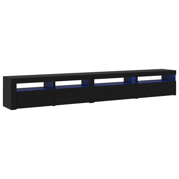 3-teiliger TV-Schrank mit LED-Lichtern Schwarze Eiche Holzwerkstoff, TV-Schränke mit LED-Lichtern 2 Stück Schwarze Eiche 75x35x40 cm Holzwerkstoff