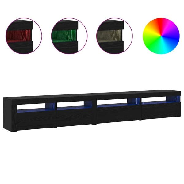 3-teiliger TV-Schrank mit LED-Lichtern Schwarze Eiche Holzwerkstoff, TV-Schränke mit LED-Lichtern 2 Stück Schwarze Eiche 75x35x40 cm Holzwerkstoff