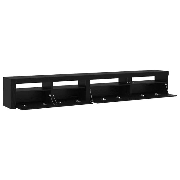 3-teiliger TV-Schrank mit LED-Lichtern Schwarze Eiche Holzwerkstoff, TV-Schränke mit LED-Lichtern 2 Stück Schwarze Eiche 75x35x40 cm Holzwerkstoff