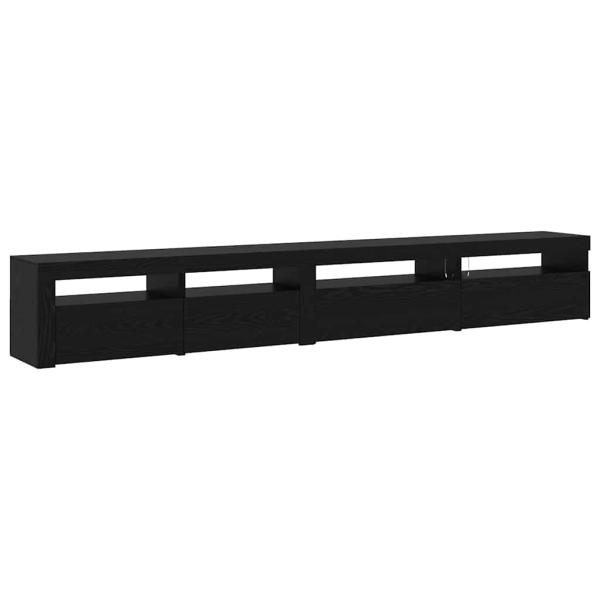 3-teiliger TV-Schrank mit LED-Lichtern Schwarze Eiche Holzwerkstoff, TV-Schränke mit LED-Lichtern 2 Stück Schwarze Eiche 75x35x40 cm Holzwerkstoff