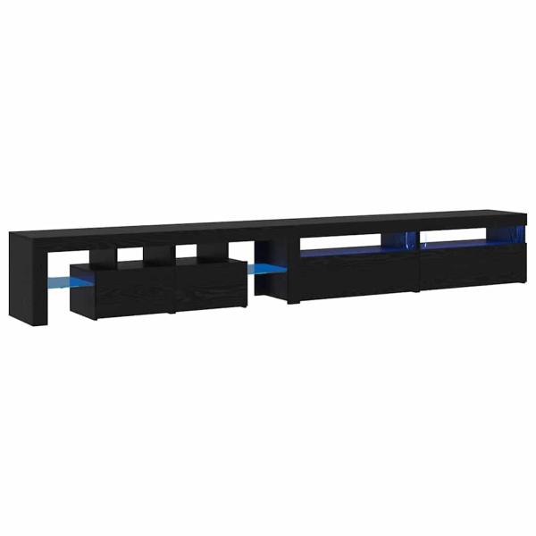 TV-Schränke 3 Teile mit LED-Lichtern schwarzes Eichenholz Holzwerkstoff, TV-Schränke mit LED-Lichtern 2 Teile schwarzes Eichenholz 75x35x40 cm Holzwerkstoff
