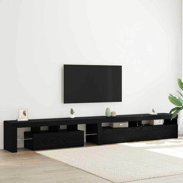 TV-Schränke 3 Teile mit LED-Lichtern schwarzes Eichenholz Holzwerkstoff, TV-Schränke mit LED-Lichtern 2 Teile schwarzes Eichenholz 75x35x40 cm Holzwerkstoff