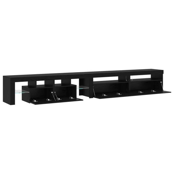 TV-Schränke 3 Teile mit LED-Lichtern schwarzes Eichenholz Holzwerkstoff, TV-Schränke mit LED-Lichtern 2 Teile schwarzes Eichenholz 75x35x40 cm Holzwerkstoff