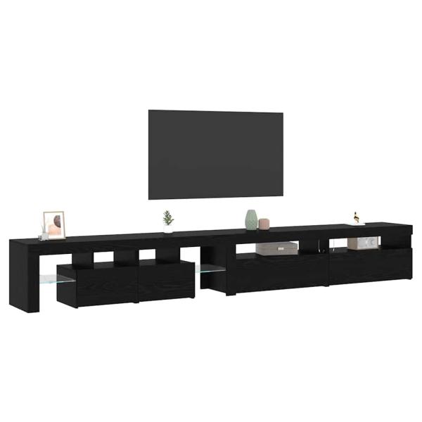 TV-Schränke 3 Teile mit LED-Lichtern schwarzes Eichenholz Holzwerkstoff, TV-Schränke mit LED-Lichtern 2 Teile schwarzes Eichenholz 75x35x40 cm Holzwerkstoff