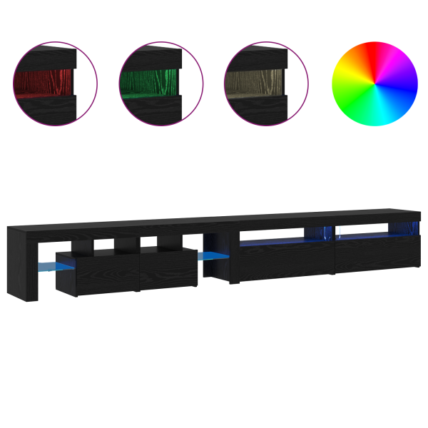 TV-Schränke 3 Teile mit LED-Lichtern schwarzes Eichenholz Holzwerkstoff, TV-Schränke mit LED-Lichtern 2 Teile schwarzes Eichenholz 75x35x40 cm Holzwerkstoff