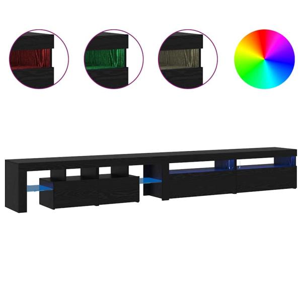 TV-Schränke 3 Teile mit LED-Lichtern schwarzes Eichenholz Holzwerkstoff, TV-Schränke mit LED-Lichtern 2 Teile schwarzes Eichenholz 75x35x40 cm Holzwerkstoff