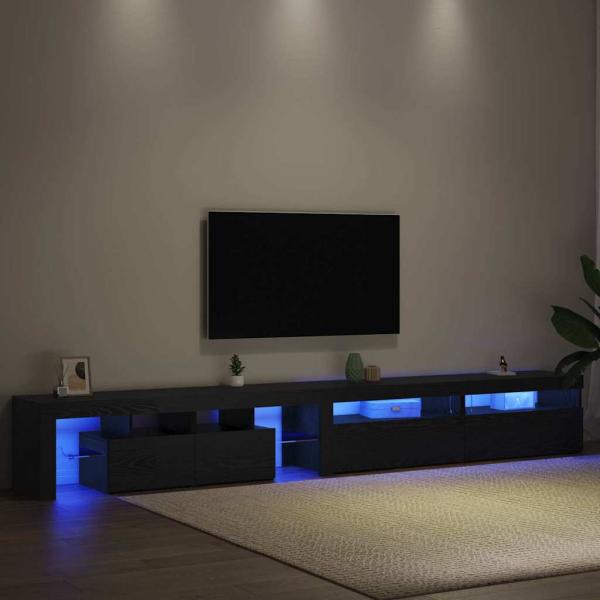 TV-Schränke 3 Teile mit LED-Lichtern schwarzes Eichenholz Holzwerkstoff, TV-Schränke mit LED-Lichtern 2 Teile schwarzes Eichenholz 75x35x40 cm Holzwerkstoff