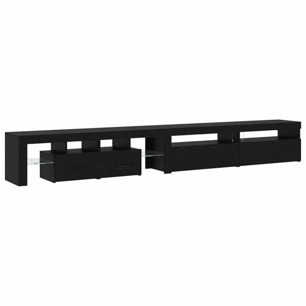 TV-Schränke 3 Teile mit LED-Lichtern schwarzes Eichenholz Holzwerkstoff, TV-Schränke mit LED-Lichtern 2 Teile schwarzes Eichenholz 75x35x40 cm Holzwerkstoff