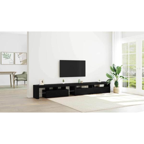 TV-Schränke 3 Teile mit LED-Lichtern schwarzes Eichenholz Holzwerkstoff, TV-Schränke mit LED-Lichtern 2 Teile schwarzes Eichenholz 75x35x40 cm Holzwerkstoff